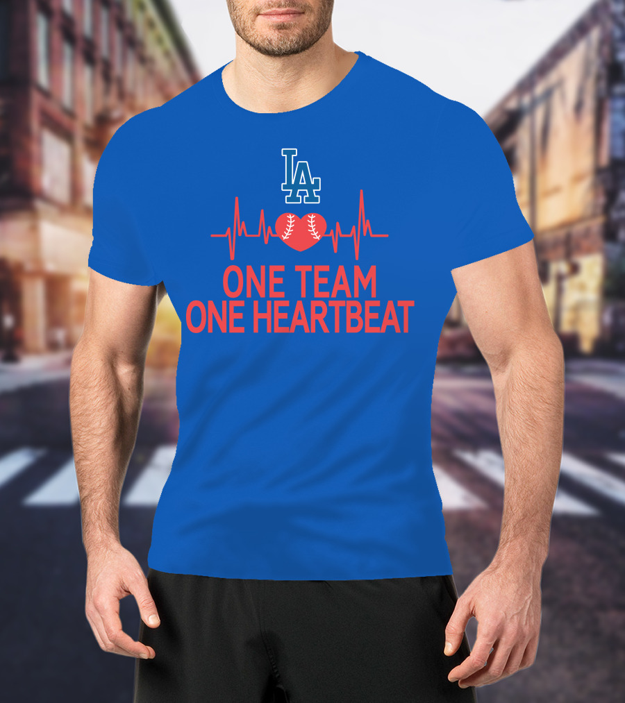 LA Dodgers One Team One Heartbeat Baseball Heartbeat T-Shirt