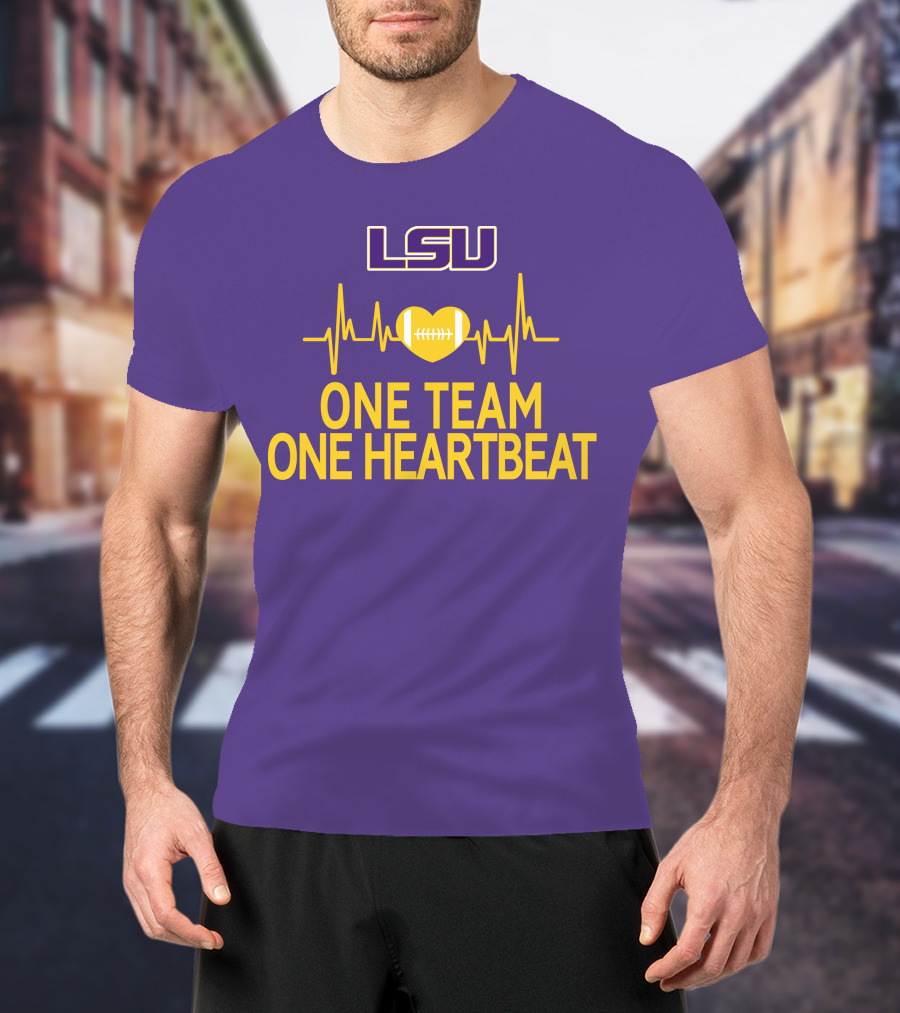 Lsu Tigers One Team One Heartbeat Football Heartbeat T-Shirt