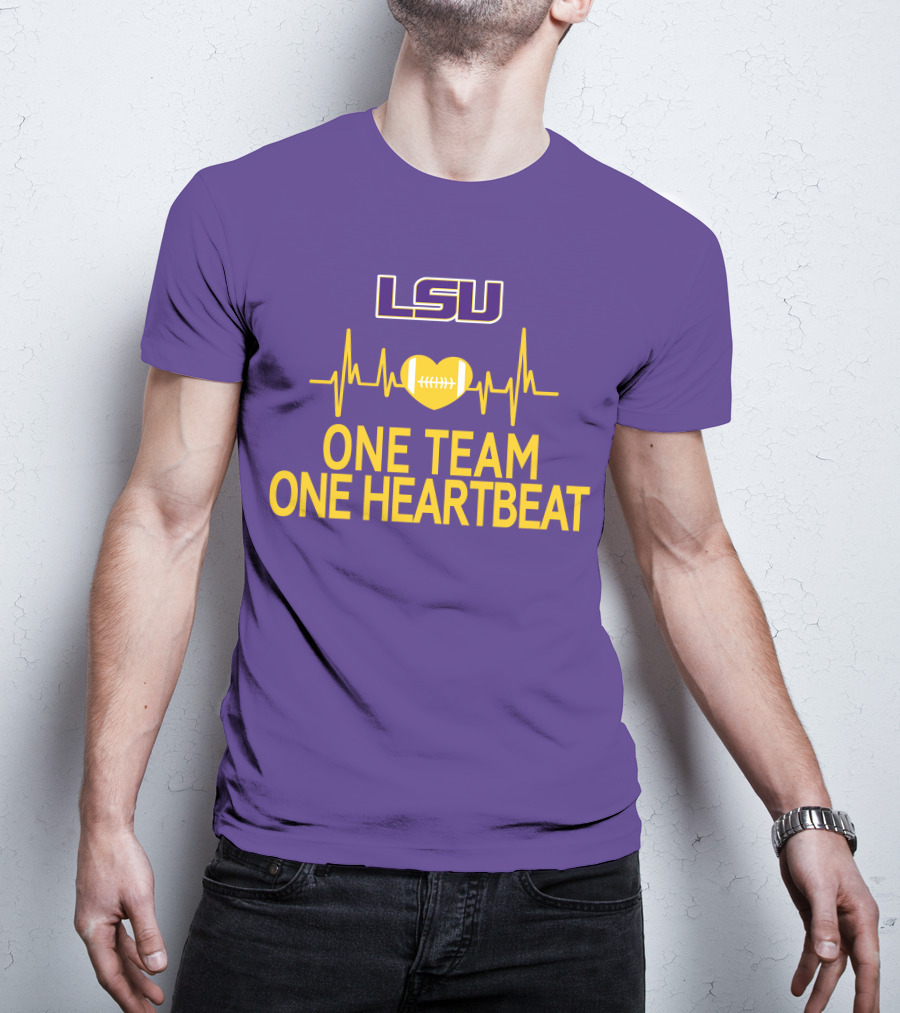 Lsu Tigers One Team One Heartbeat Football Heartbeat T-Shirt