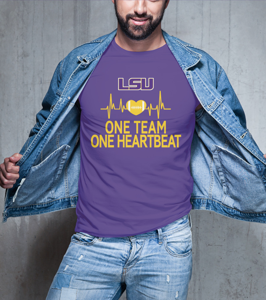 Lsu Tigers One Team One Heartbeat Football Heartbeat T-Shirt