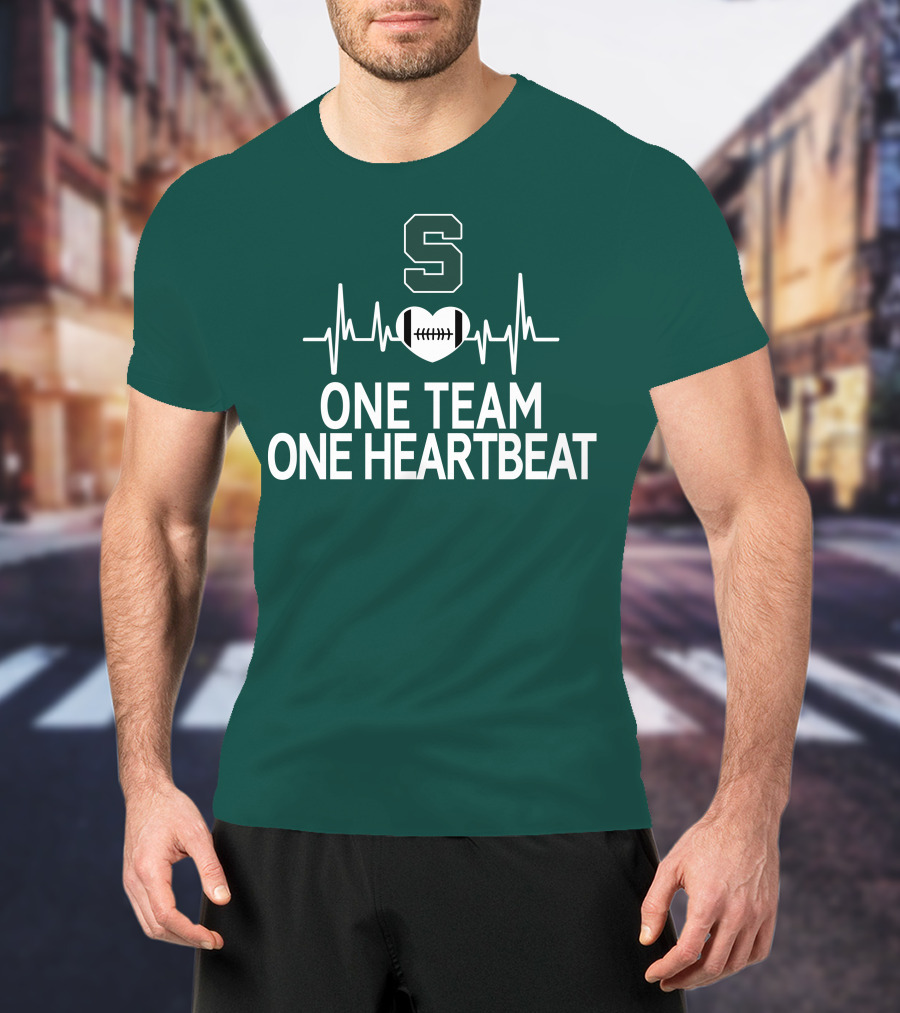 Michigan State Spartans S Logo Football Heartbeat One Team One Heartbeat T-Shirt