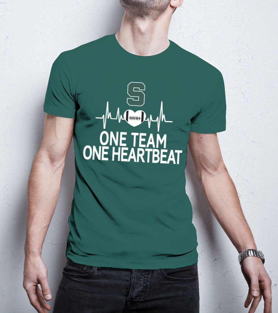 Michigan State Spartans S Logo Football Heartbeat One Team One Heartbeat T-Shirt