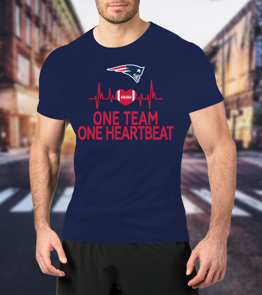 New England Patriots Logo One Team One Heartbeat Football Heartbeat Line T-Shirt