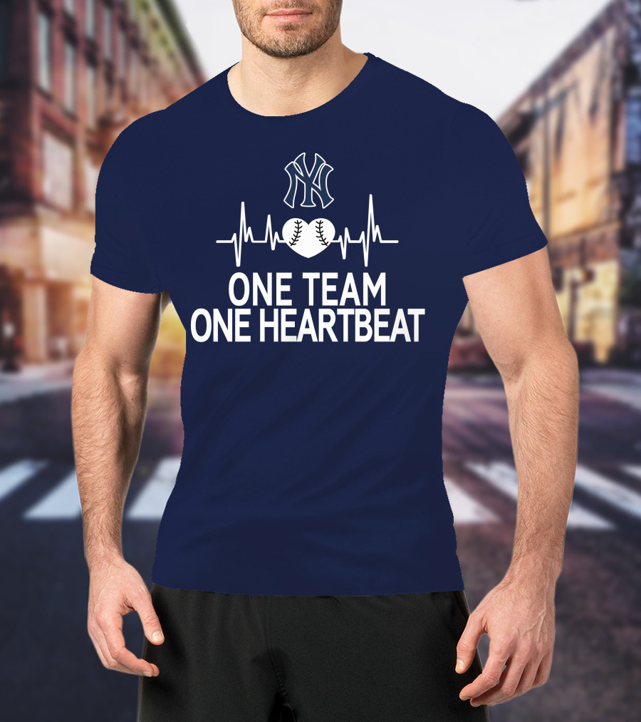 New York Yankees One Team One Heartbeat Baseball Heartbeat T-Shirt