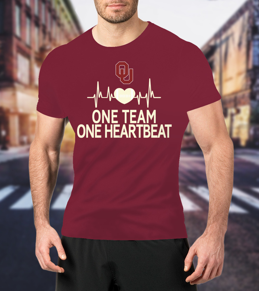 Oklahoma Sooners Football Heartbeat One Team One Heartbeat T-Shirt