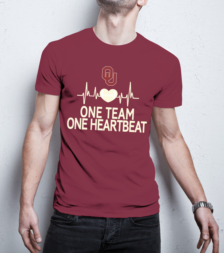 Oklahoma Sooners Football Heartbeat One Team One Heartbeat T-Shirt