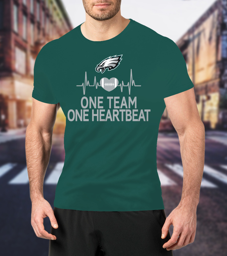 Philadelphia Eagles One Team One Heartbeat Football Logo Heartbeat T-Shirt