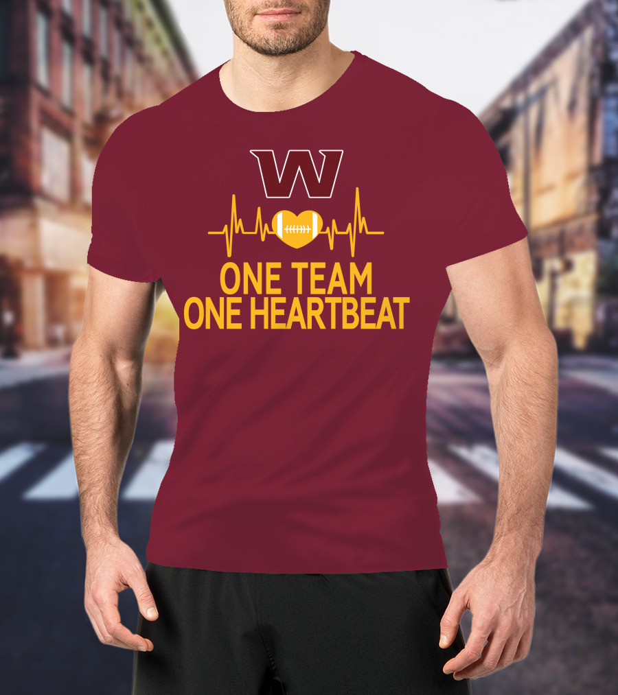 Washington Football Team W One Team One Heartbeat Football Heartbeat T-Shirt