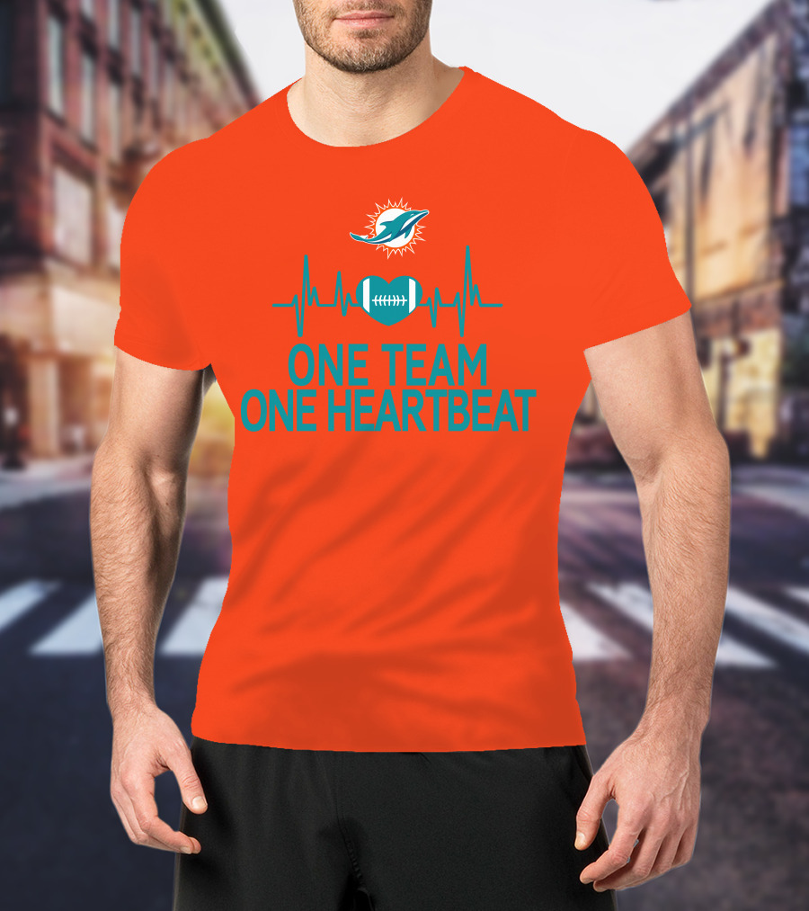 Miami Dolphins Heartbeat Football Team Unity T-Shirt