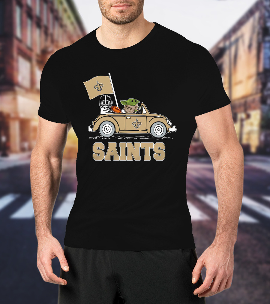 New Orleans Saints Darth Vader Baby Yoda Car Star Wars Driving T-Shirt