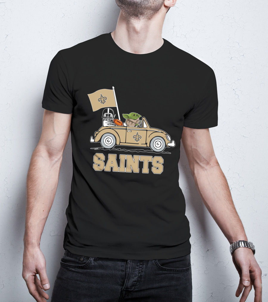 New Orleans Saints Darth Vader Baby Yoda Car Star Wars Driving T-Shirt
