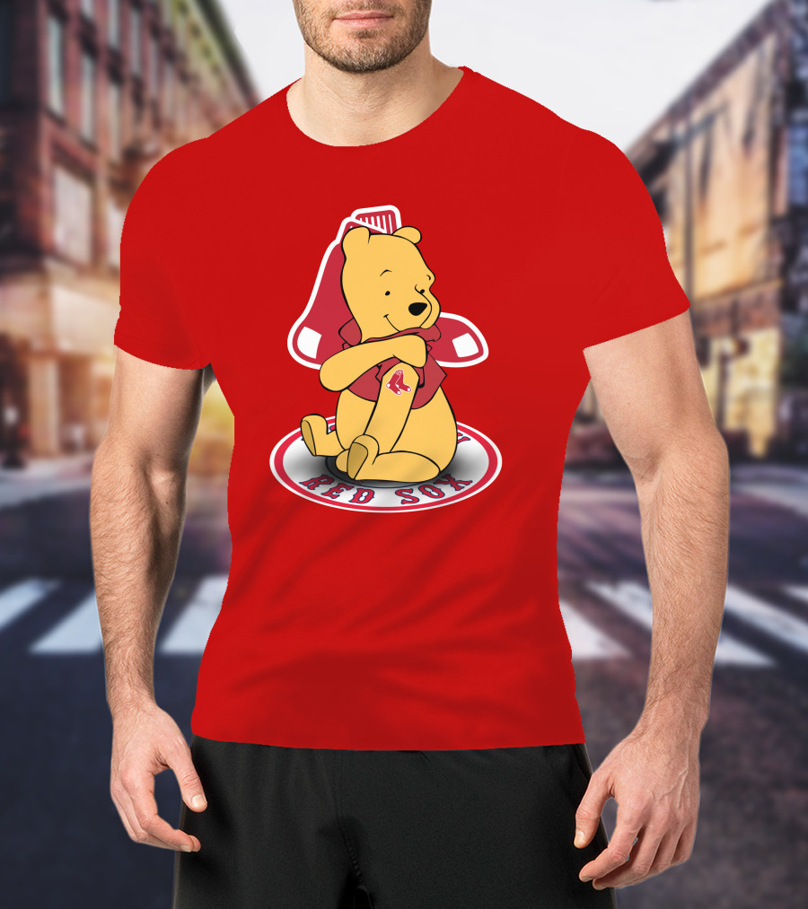 Boston Red Sox Winnie The Pooh Hugging Baseball T-Shirt