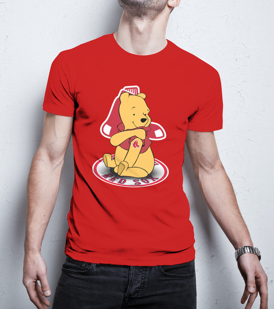 Boston Red Sox Winnie The Pooh Hugging Baseball T-Shirt