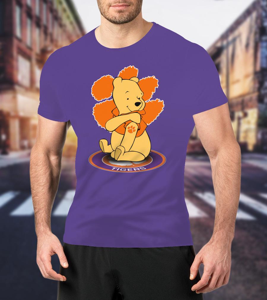 Clemson Tigers Winnie The Pooh Paw Prints T-Shirt