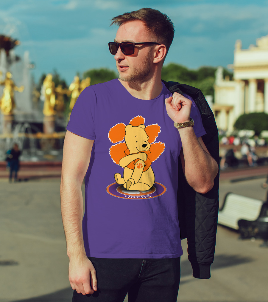 Clemson Tigers Winnie The Pooh Paw Prints T-Shirt