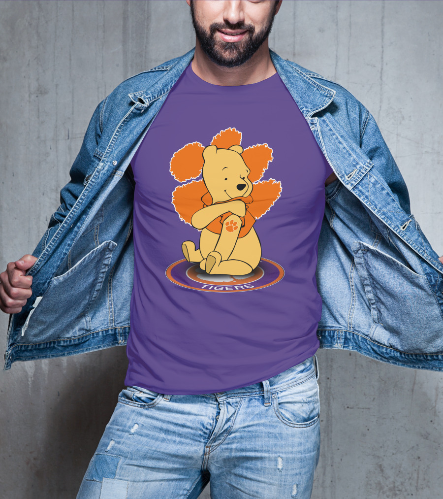 Clemson Tigers Winnie The Pooh Paw Prints T-Shirt