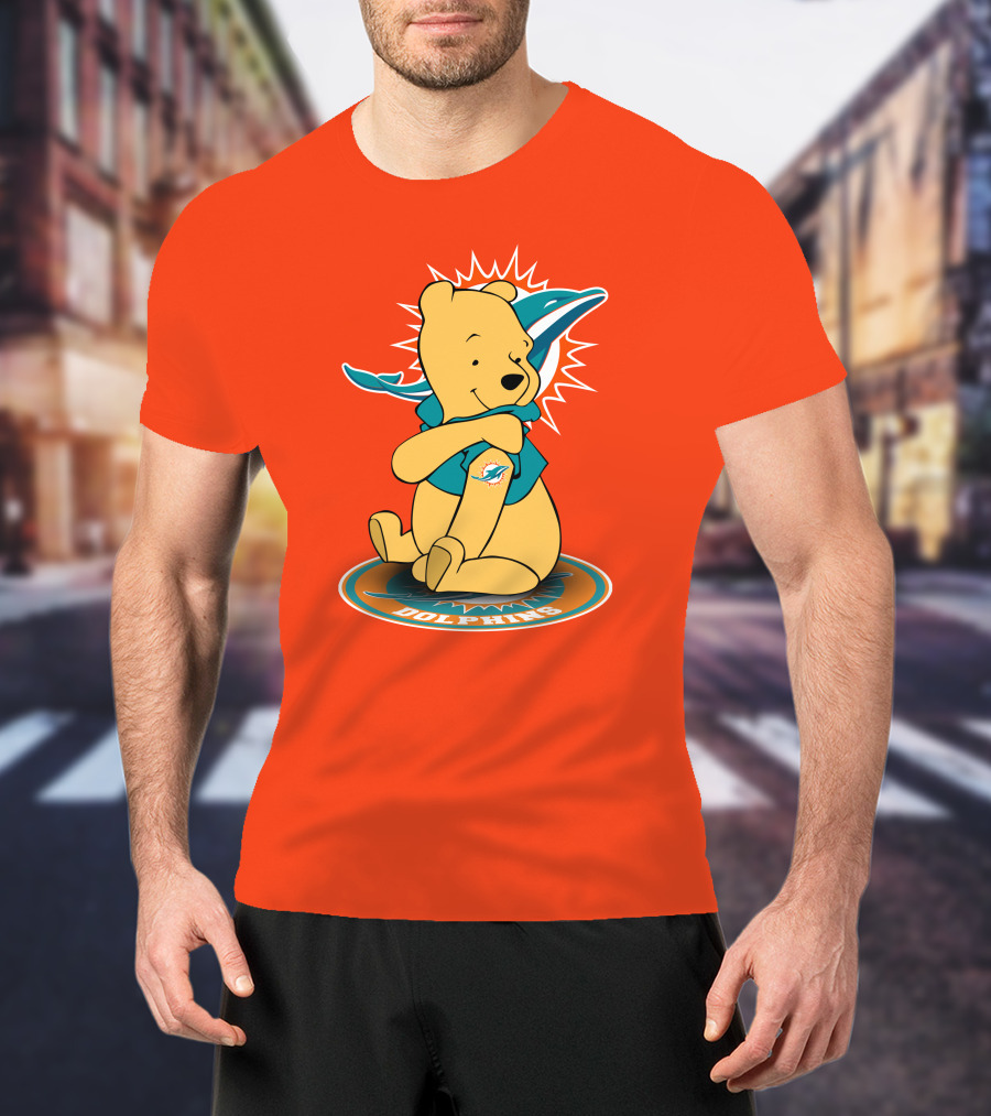 Miami Dolphins Winnie The Pooh NFL Football Crossover T-Shirt