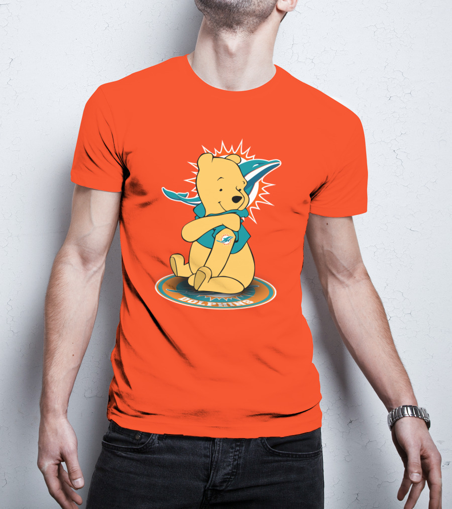 Miami Dolphins Winnie The Pooh NFL Football Crossover T-Shirt