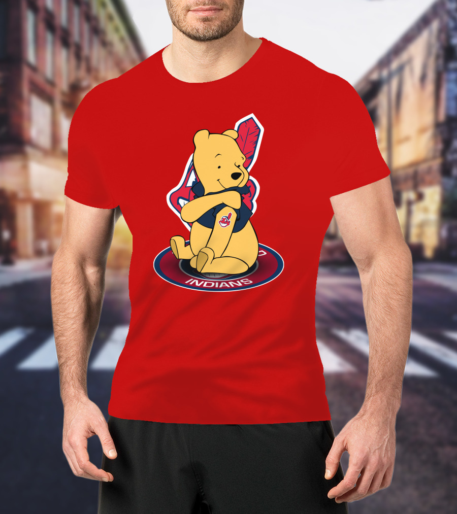 Winnie The Pooh Cleveland Indians Baseball Team Crossover T-Shirt