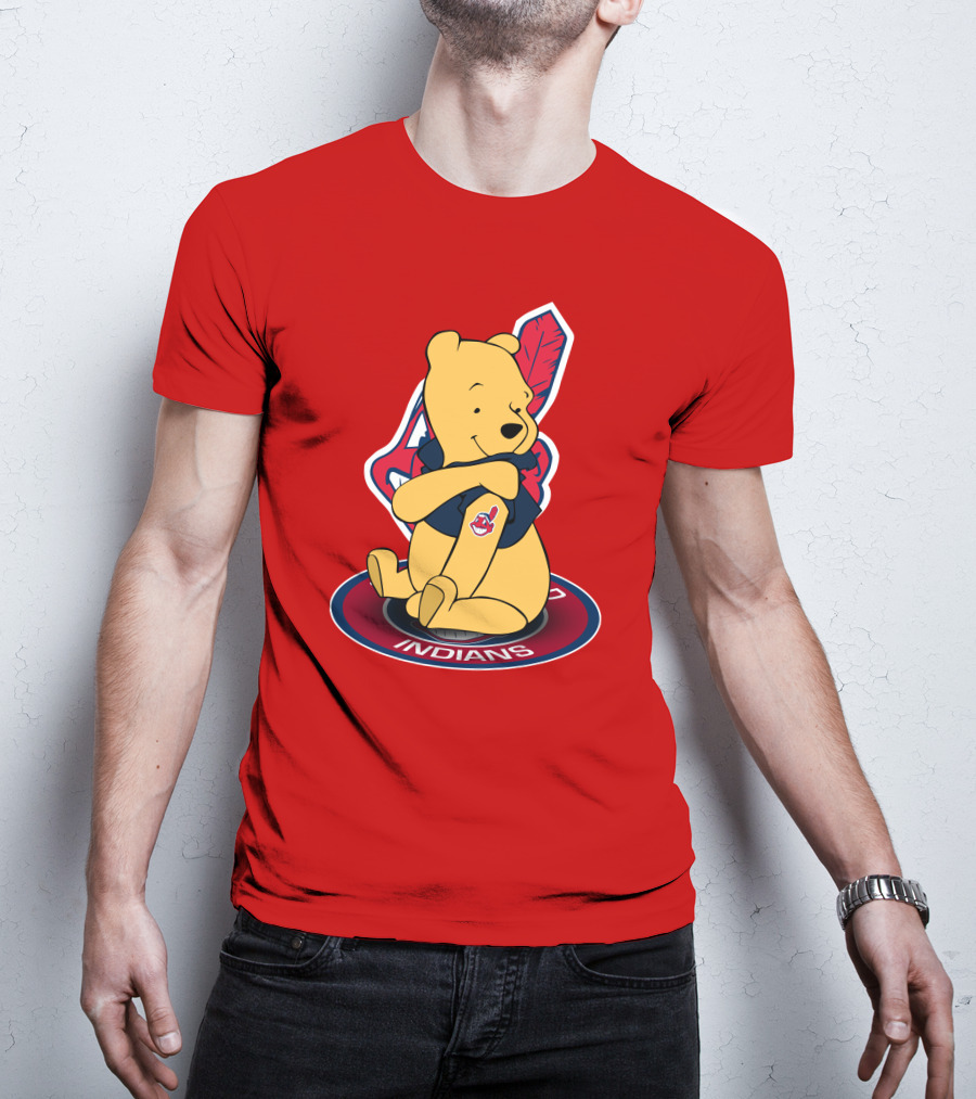 Winnie The Pooh Cleveland Indians Baseball Team Crossover T-Shirt