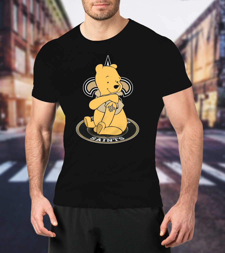 New Orleans Saints Winnie The Pooh Fan Logo Fusion T-Shirt