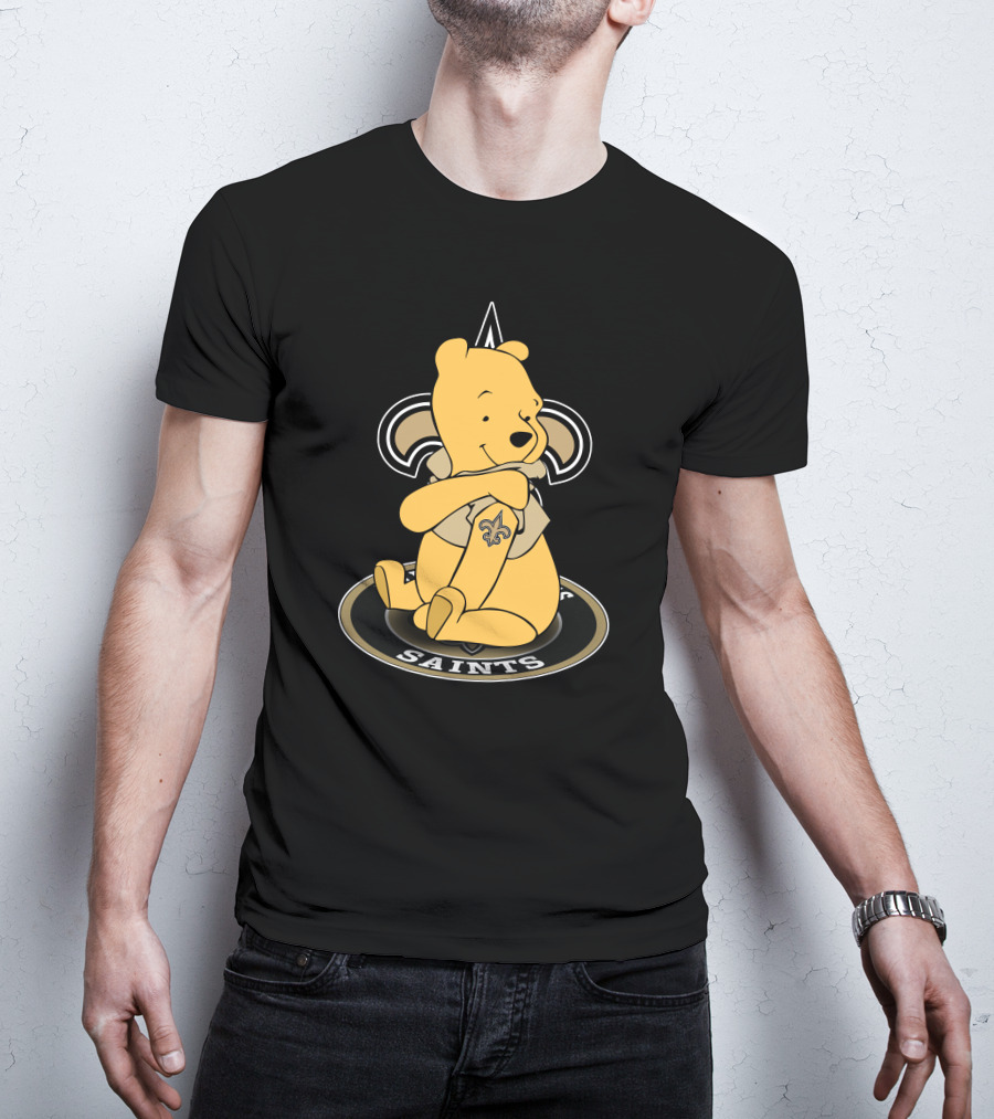 New Orleans Saints Winnie The Pooh Fan Logo Fusion T-Shirt