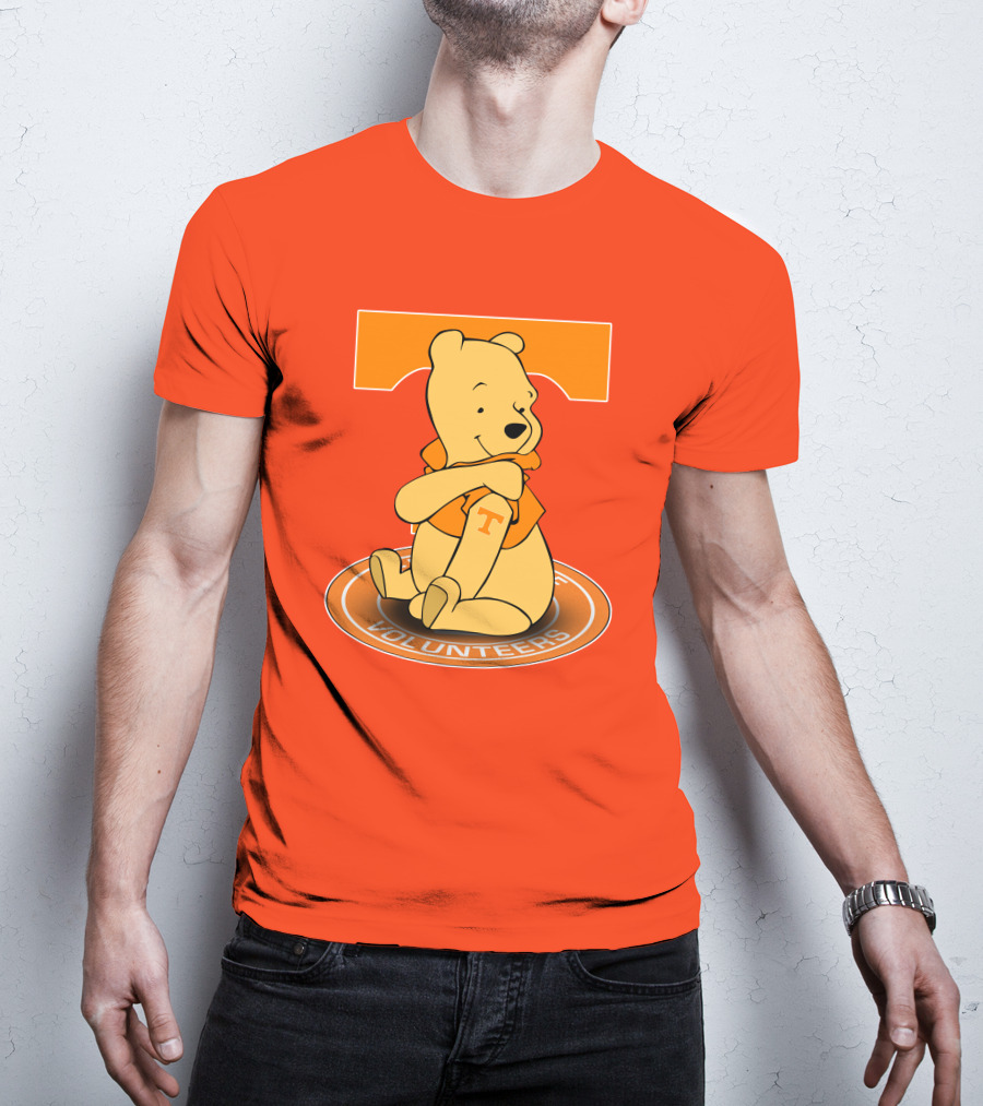 Tennessee Volunteers Winnie The Pooh Sitting With Orange T-Shirt And Big T T-Shirt