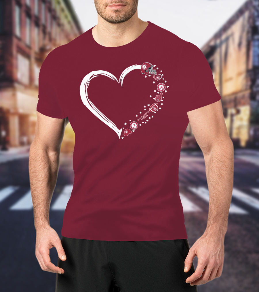 Alabama Crimson Tide Heart Design #1 Fan T-Shirt