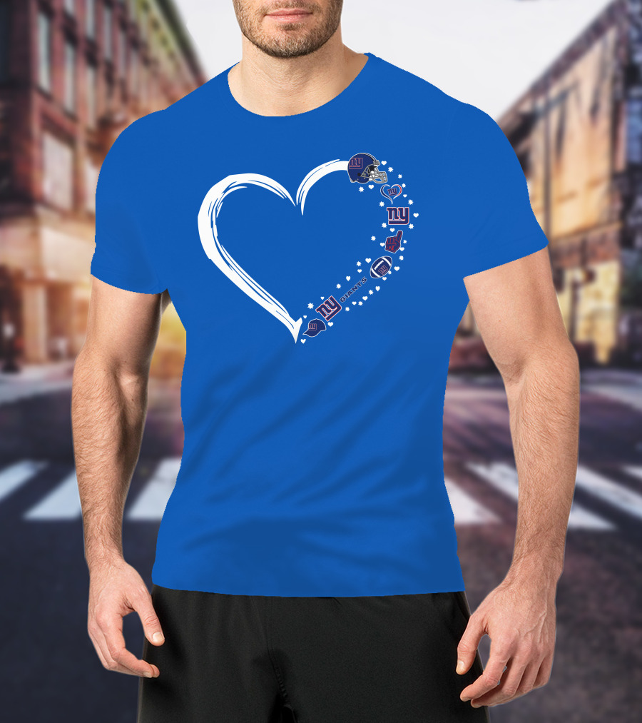New York Giants Fan Heart Design With Logos And Symbols T-Shirt