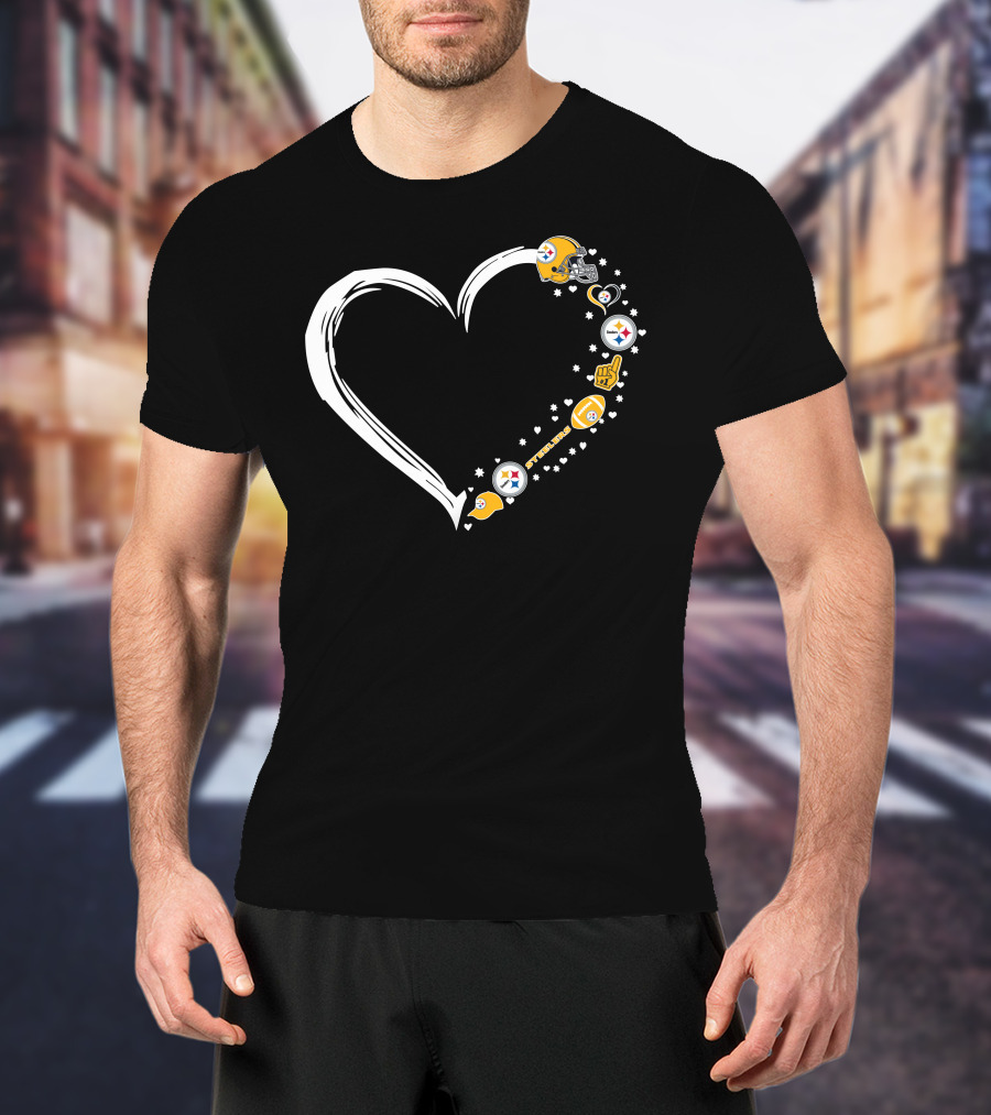 Pittsburgh Steelers Heart Helmet Foam Finger Stars Fan Art #1 Fan T-Shirt