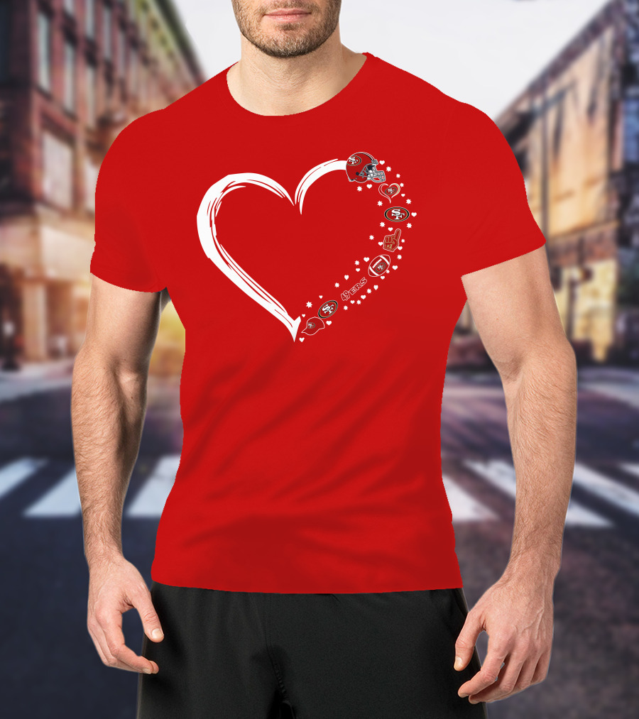 San Francisco 49ers Heart Design With Helmet T-Shirt