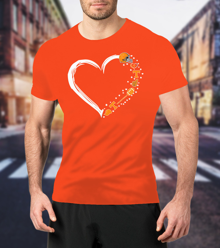 Tennessee Volunteers Heart Helmet Foam Finger Football Stars T-Shirt