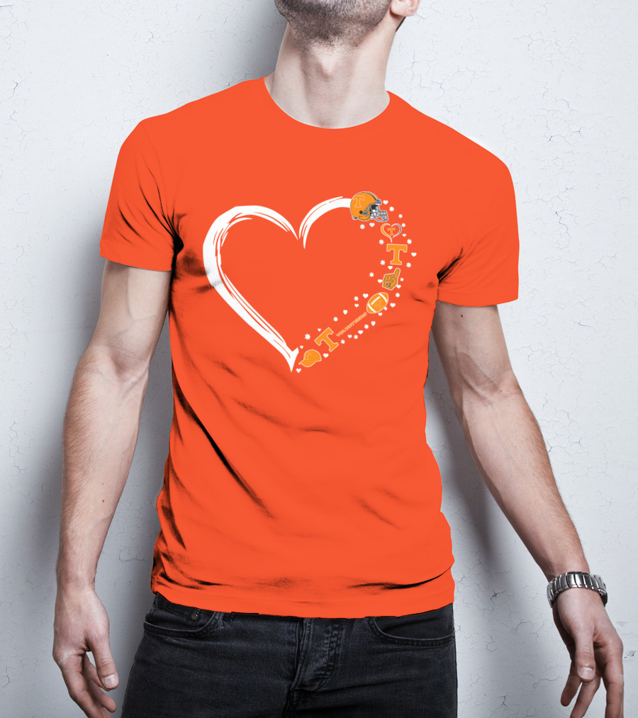 Tennessee Volunteers Heart Helmet Foam Finger Football Stars T-Shirt