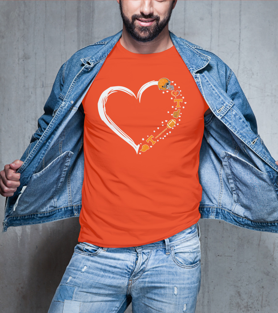 Tennessee Volunteers Heart Helmet Foam Finger Football Stars T-Shirt