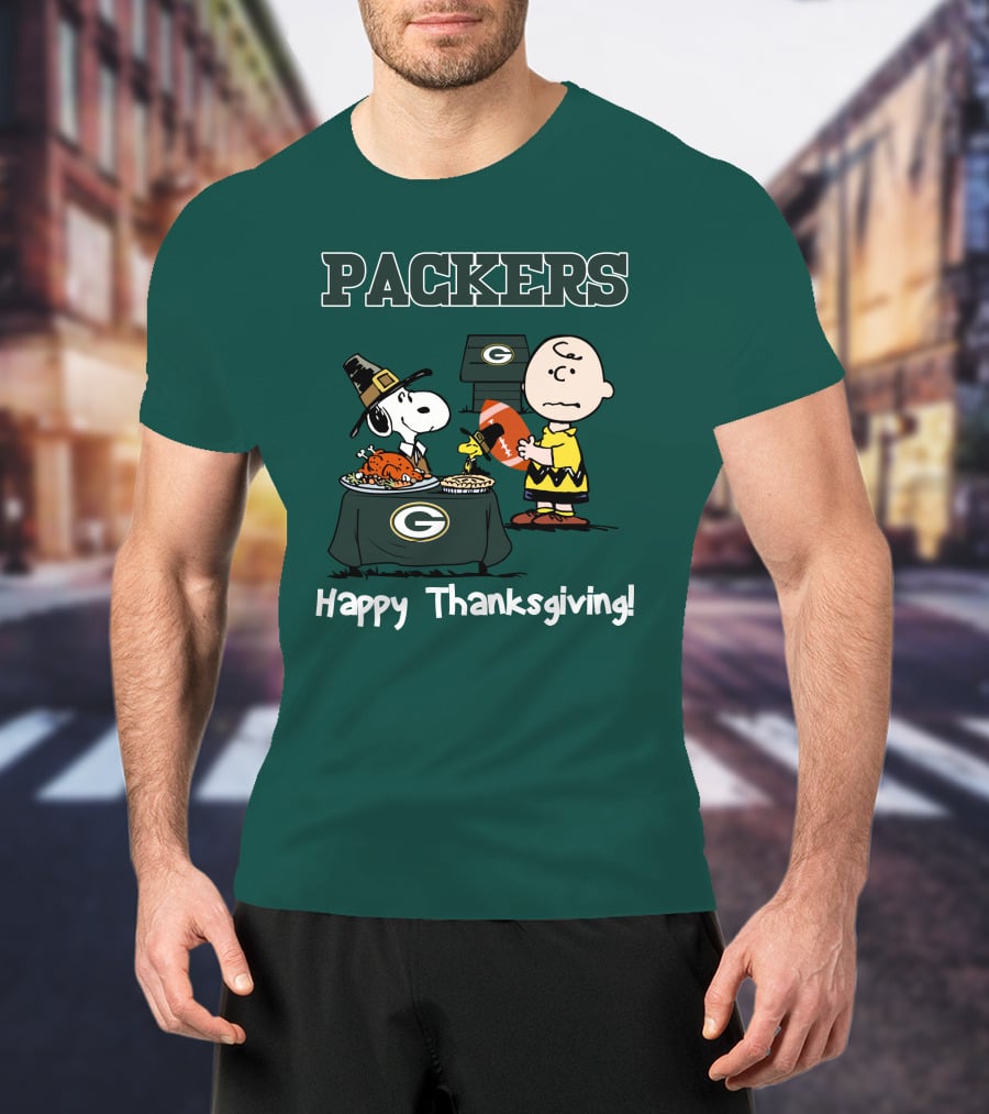 Packers Snoopy Charlie Brown Happy Thanksgiving T-Shirt
