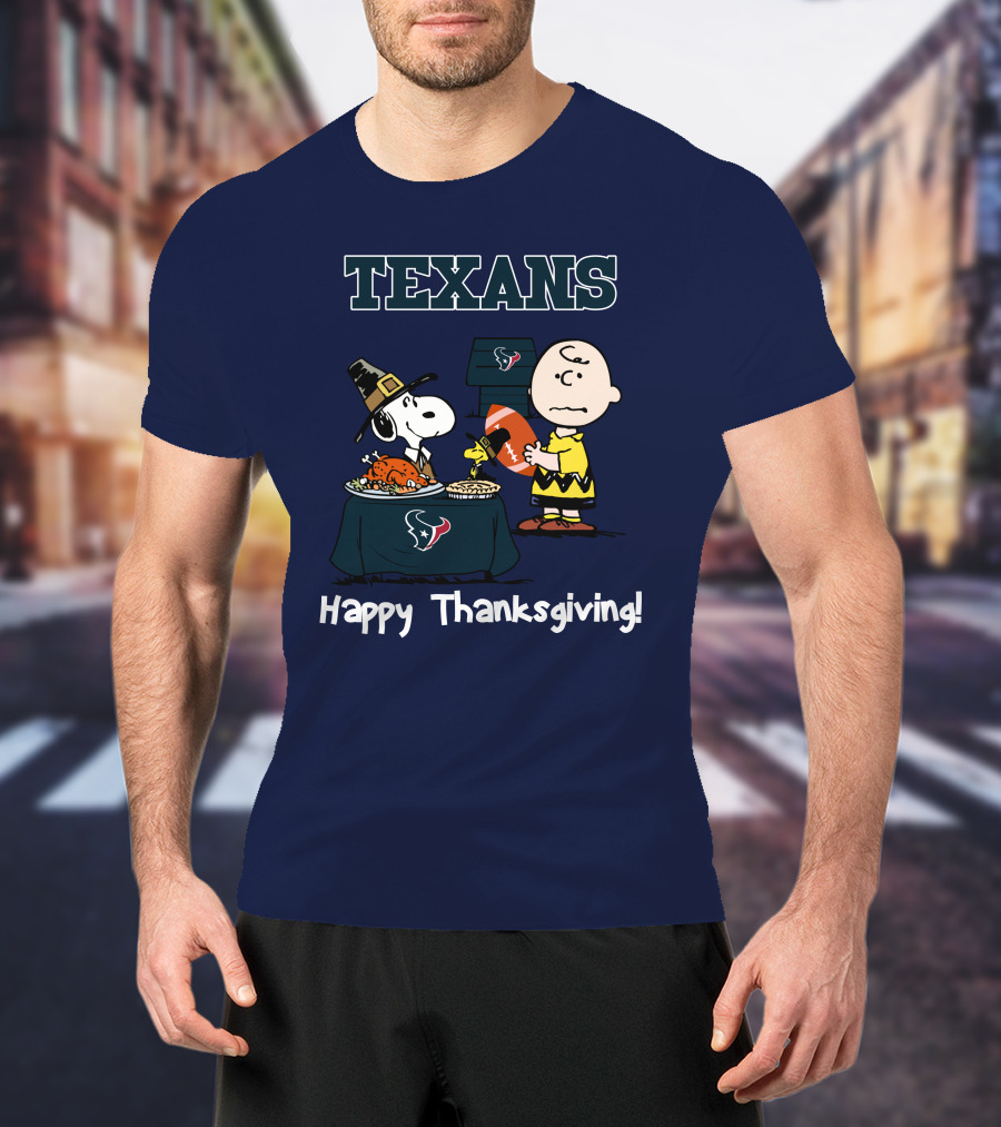 Texans Snoopy Charlie Brown Thanksgiving Football T-Shirt