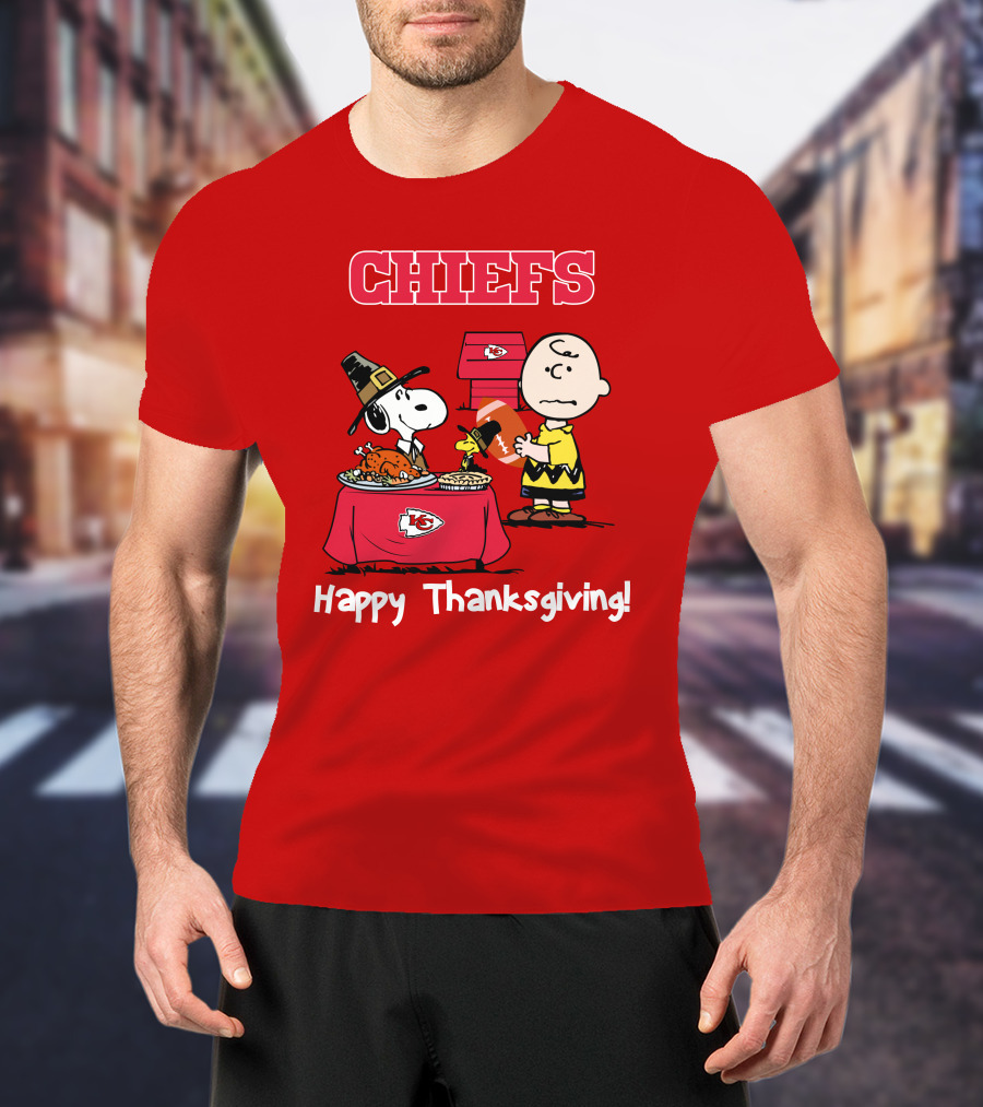 Chiefs Snoopy Charlie Brown Thanksgiving Kansas City Football T-Shirt