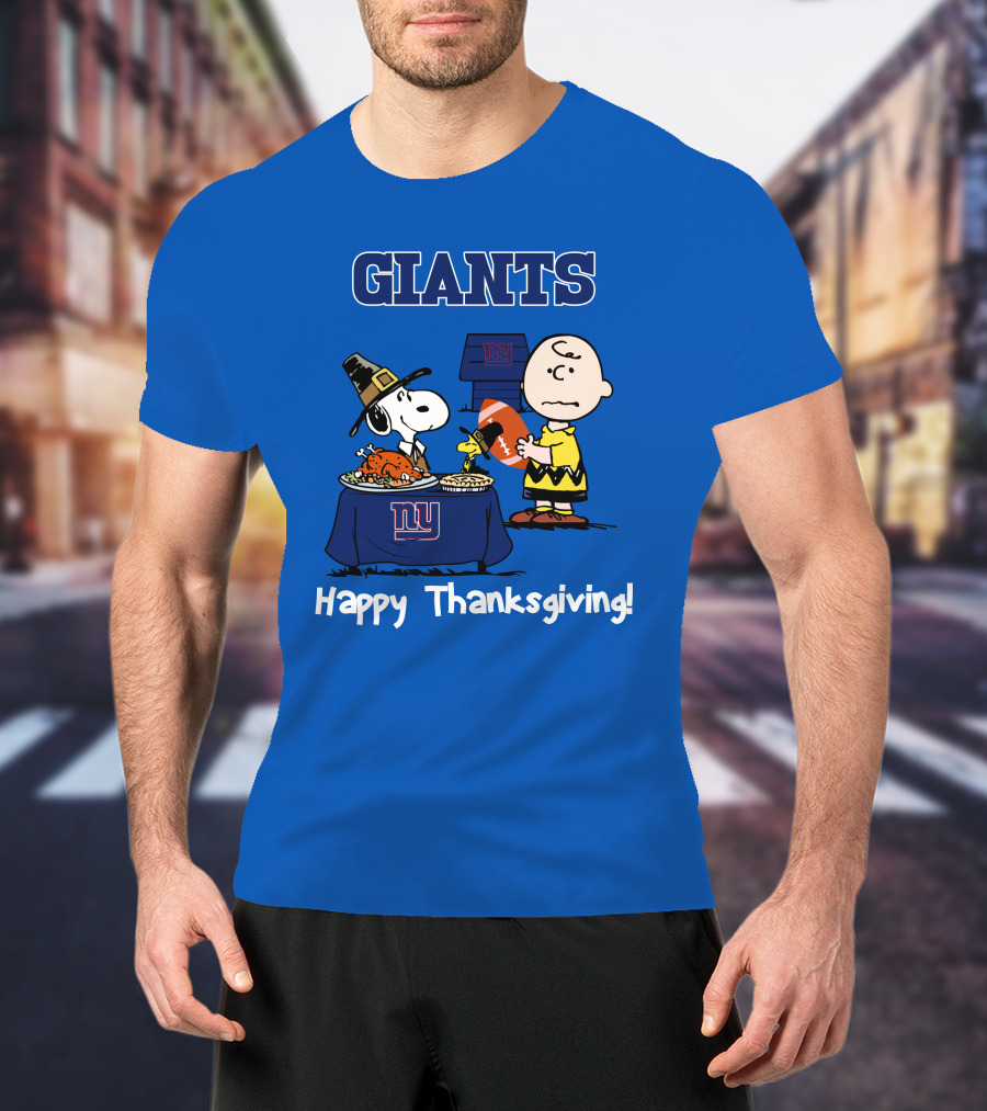GIANTS Snoopy Happy Thanksgiving Football Charlie Brown T-Shirt