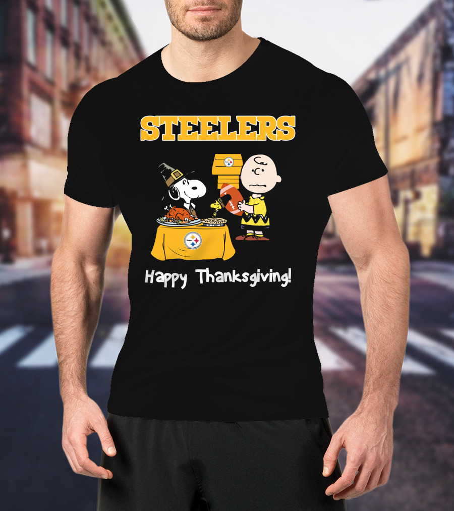Steelers Snoopy Charlie Brown Happy Thanksgiving T-Shirt