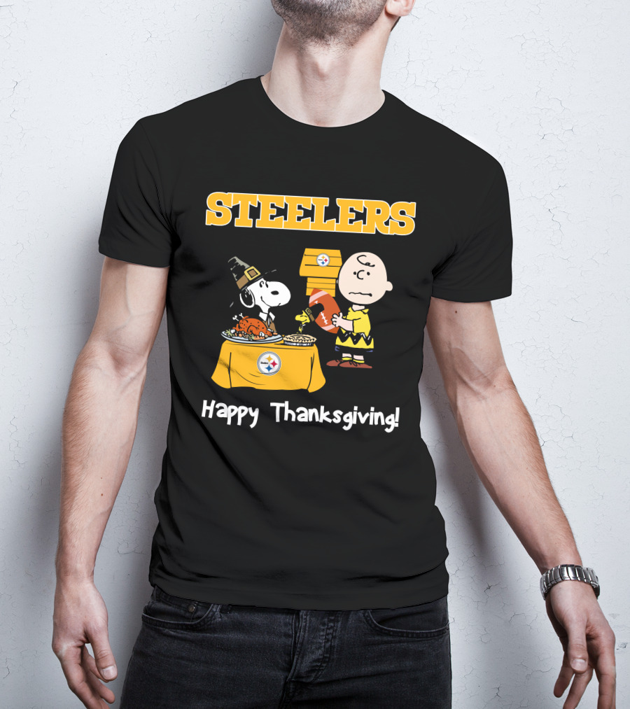Steelers Snoopy Charlie Brown Happy Thanksgiving T-Shirt