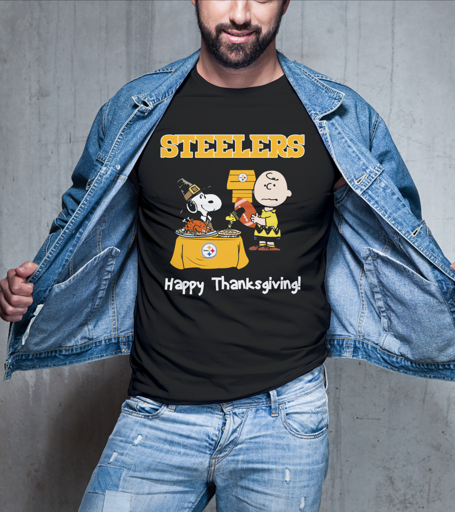 Steelers Snoopy Charlie Brown Happy Thanksgiving T-Shirt