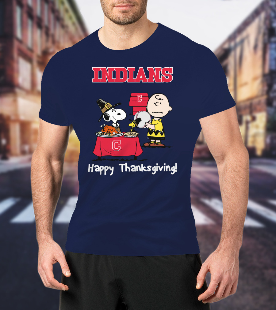 Indians Snoopy Happy Thanksgiving Charlie Brown Peanuts T-Shirt
