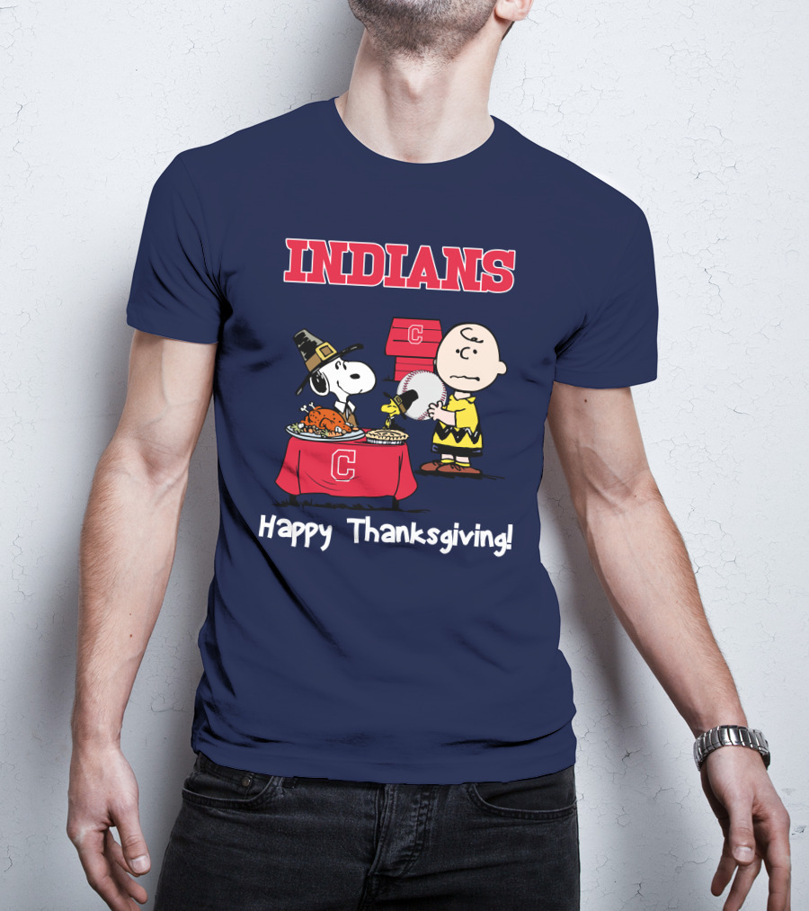 Indians Snoopy Happy Thanksgiving Charlie Brown Peanuts T-Shirt