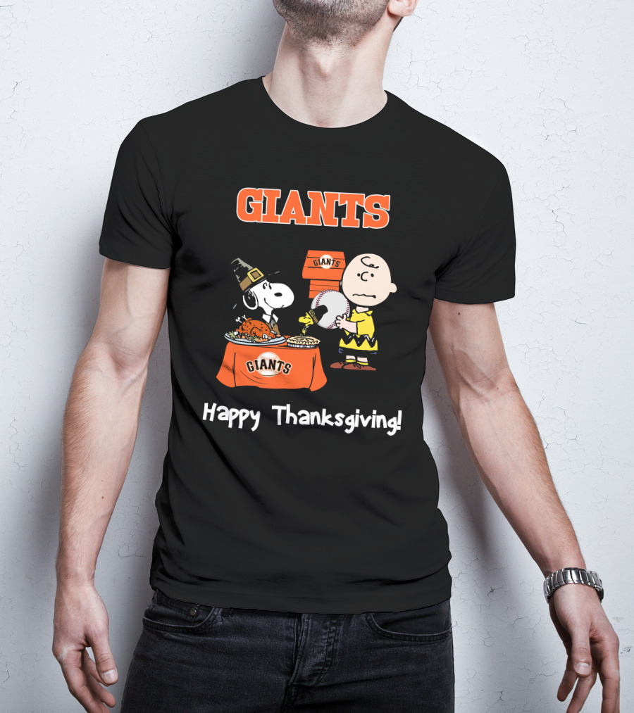 San Francisco Giants Snoopy Charlie Brown Happy Thanksgiving T-Shirt