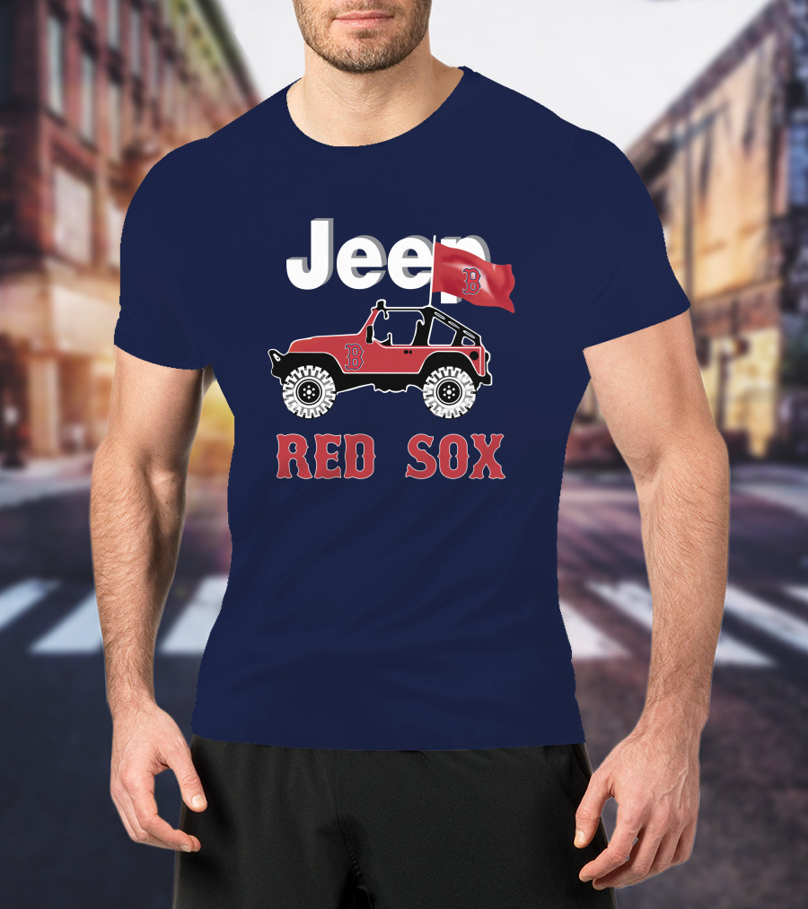 Jeep Red Sox Adventure With Boston Flag T-Shirt