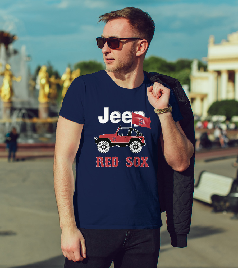Jeep Red Sox Adventure With Boston Flag T-Shirt