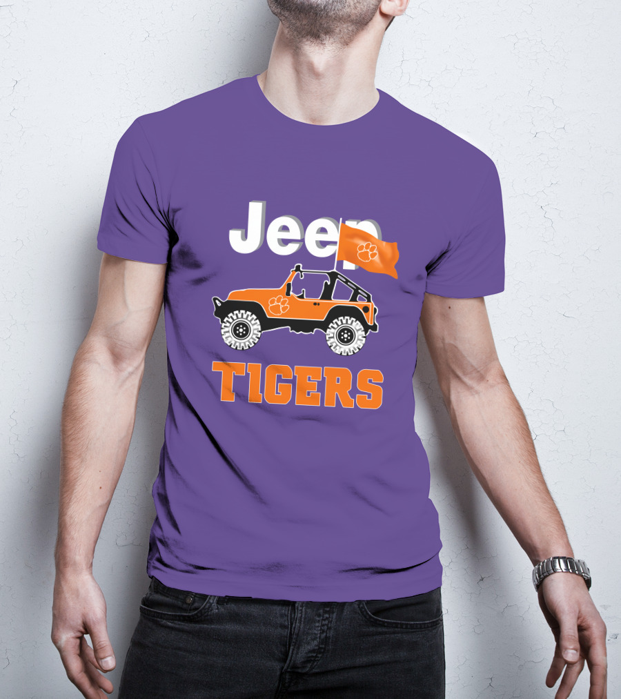 Jeep Clemson Tigers Paw Print Off-Road Enthusiast Flag T-Shirt