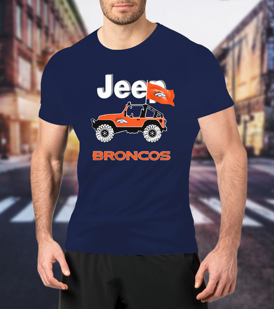 Jeep Broncos Denver Broncos Flag Logo Orange Offroad Fan Gear T-Shirt