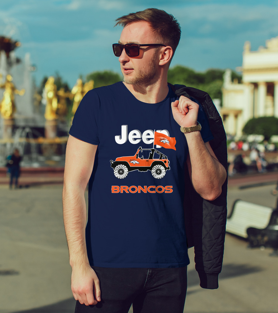 Jeep Broncos Denver Broncos Flag Logo Orange Offroad Fan Gear T-Shirt