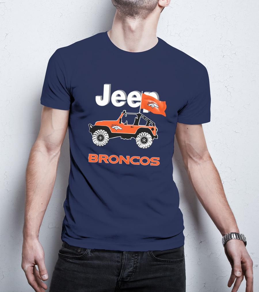 Jeep Broncos Denver Broncos Flag Logo Orange Offroad Fan Gear T-Shirt